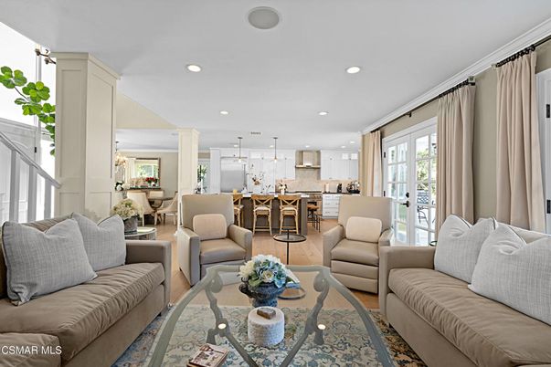Dining room, Interior, Kitchen, Living room, Pendant Lights, Recessed Lighting, Wood Texture Flooring