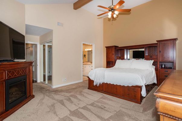 Bedroom, Fireplace, Interior, Wooden Beams
