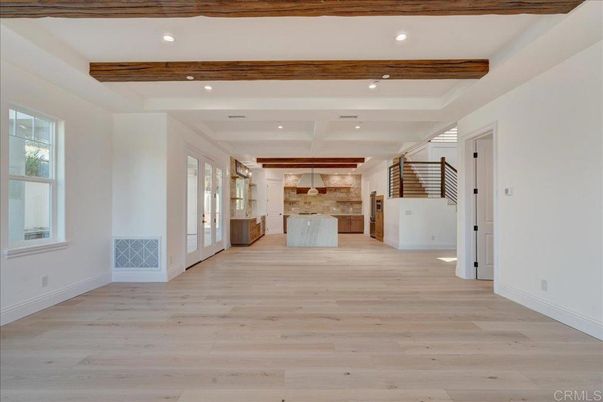 Interior, Kitchen, Recessed Lighting, Wooden Beams, Wood Texture Flooring