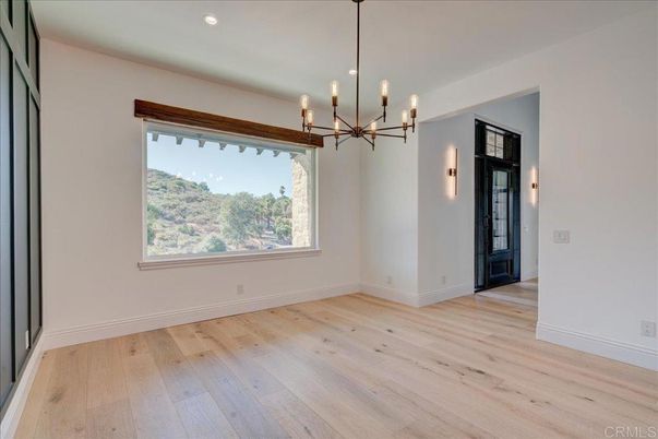 Empty room, Interior, Pendant Lights, Recessed Lighting, Wood Texture Flooring