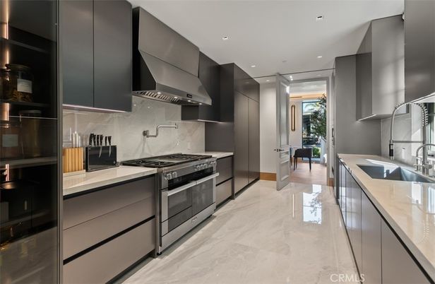Interior, Kitchen, Marble, Recessed Lighting, Stainless Steel Appliances