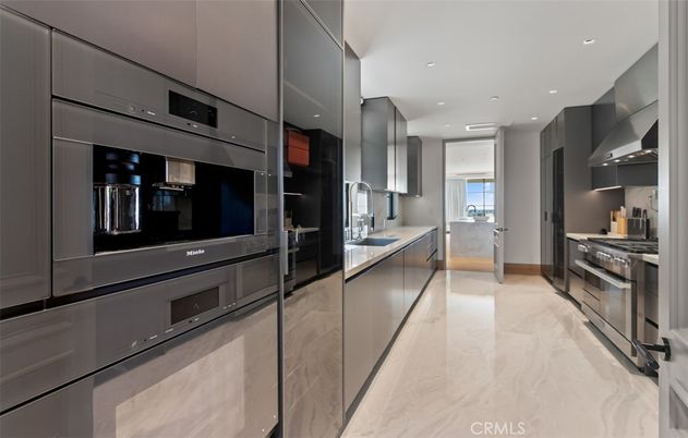 Interior, Kitchen, Marble, Recessed Lighting, Stainless Steel Appliances