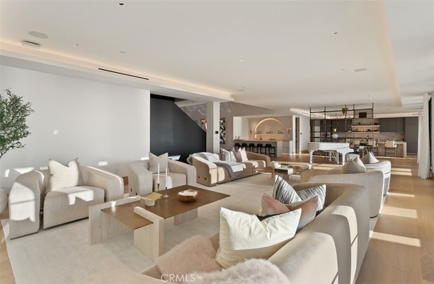 Dining room, Fireplace, Interior, Kitchen, Living room, Pendant Lights, Recessed Lighting, Wood Texture Flooring