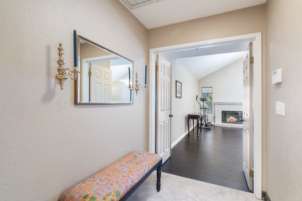 Bedroom, Fireplace, Interior, Wood Texture Flooring