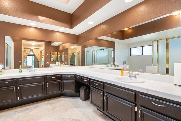 Bathroom, Dual Sink Vanities, Glass Shower, Interior, Recessed Lighting