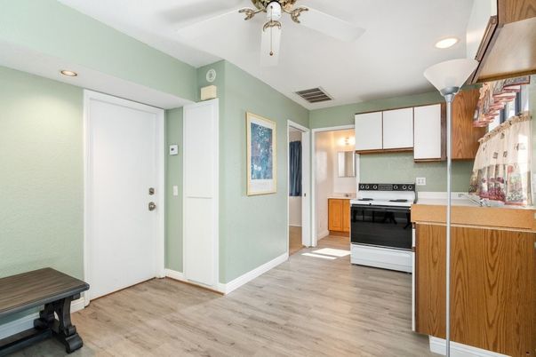 Interior, Kitchen, Recessed Lighting, Wood Texture Flooring