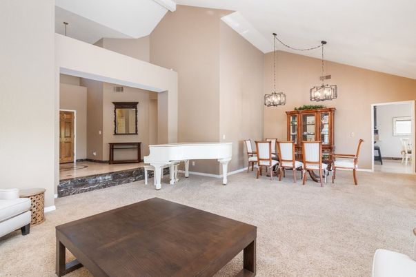 Dining room, Interior, Pendant Lights, Piano