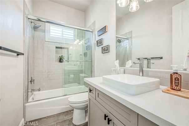 Bathroom, Glass Shower, Interior, Wood Texture Flooring
