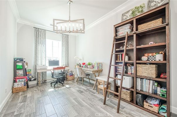 Home Office, Interior, Pendant Lights, Wood Texture Flooring