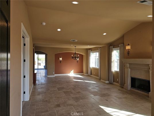 Chandelier, Empty room, Fireplace, Interior, Recessed Lighting