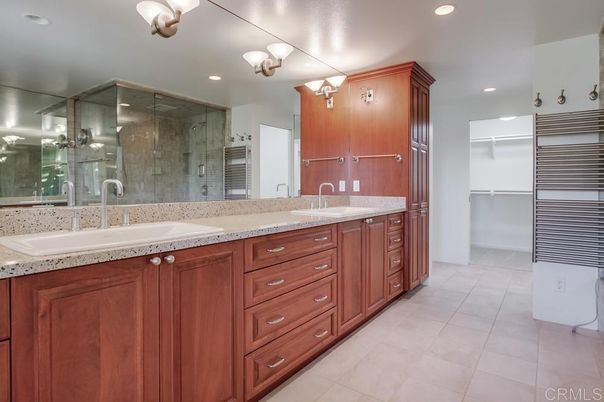 Bathroom, Dual Sink Vanities, Glass Shower, Interior, Recessed Lighting