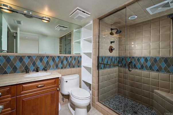Bathroom, Glass Shower, Interior, Recessed Lighting