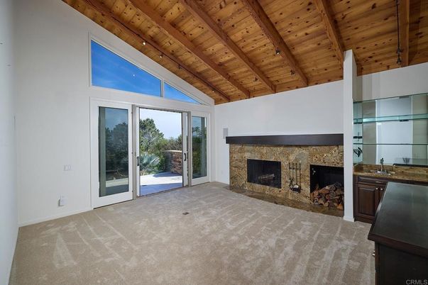 Empty room, Fireplace, Interior, Wooden Beams, Wooden Ceilings