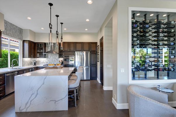 Interior, Kitchen, Pendant Lights, Recessed Lighting, Stainless Steel Appliances, Wine Storage