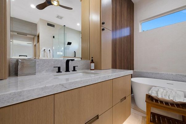 Bathroom, Dual Sink Vanities, Free Standing Baths, Interior, Recessed Lighting
