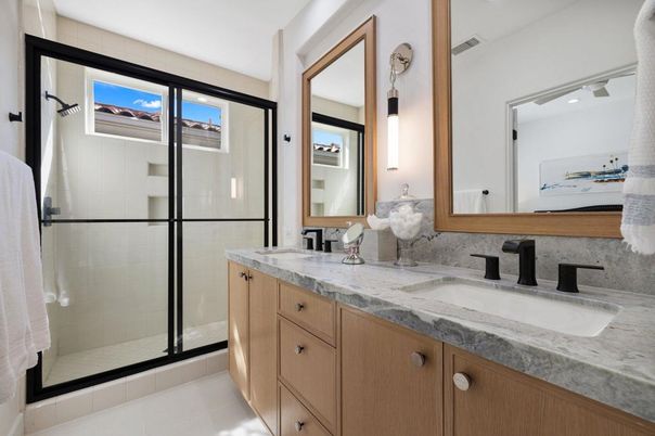 Bathroom, Dual Sink Vanities, Glass Shower, Interior