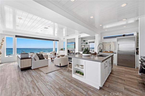 Interior, Kitchen, Living room, Recessed Lighting, Water, Wood Texture Flooring