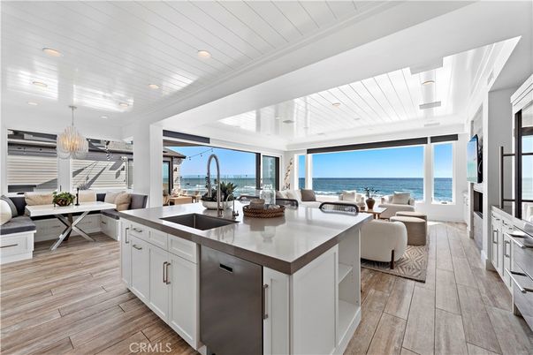 Dining room, Interior, Kitchen, Living room, Pendant Lights, Recessed Lighting, Water, Wood Texture Flooring
