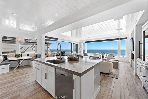 Dining room, Interior, Kitchen, Living room, Pendant Lights, Recessed Lighting, Water, Wood Texture Flooring