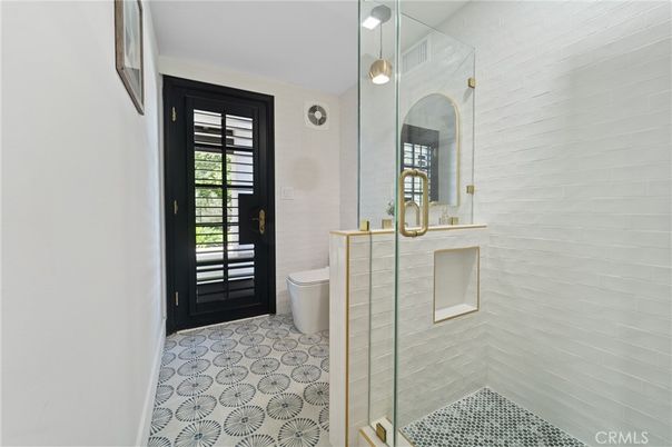 Bathroom, Glass Shower, Interior, Pendant Lights