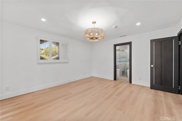 Chandelier, Empty room, Interior, Recessed Lighting, Wood Texture Flooring