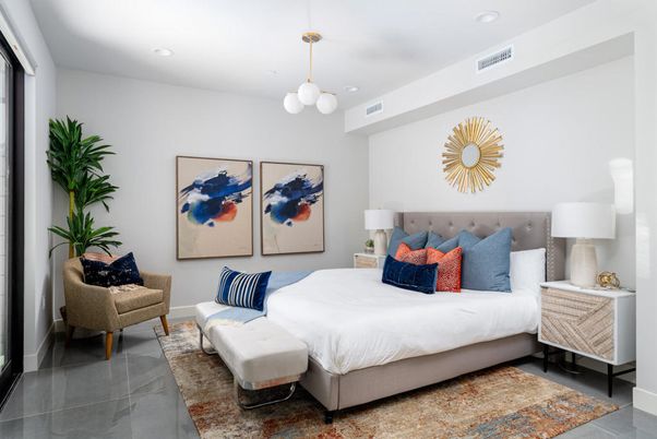 Bedroom, Interior, Pendant Lights, Recessed Lighting