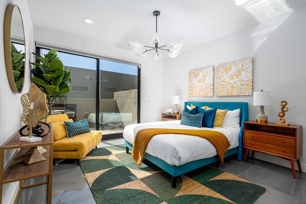 Bedroom, Interior, Pendant Lights, Recessed Lighting