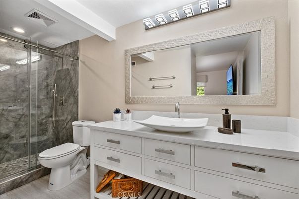 Bathroom, Dual Sink Vanities, Glass Shower, Interior, Recessed Lighting