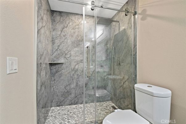 Bathroom, Glass Shower, Interior, Marble Walls
