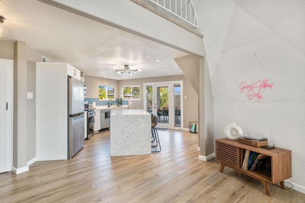 Interior, Kitchen, Recessed Lighting, Wood Texture Flooring