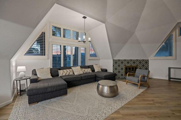 Interior, Living room, Pendant Lights, Wood Texture Flooring