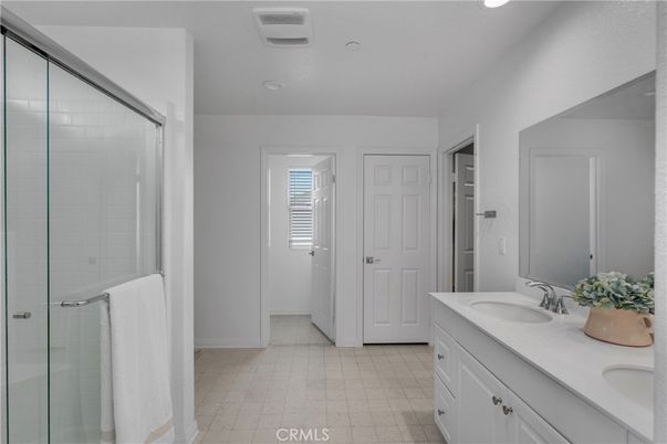 Bathroom, Dual Sink Vanities, Glass Shower, Interior, Recessed Lighting