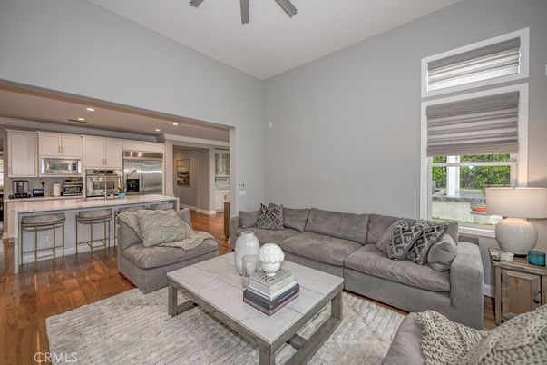 Interior, Kitchen, Living room, Recessed Lighting, Stainless Steel Appliances, Wood Texture Flooring