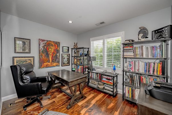 Home Office, Interior, Recessed Lighting, Wood Texture Flooring