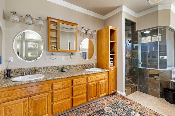Bathroom, Dual Sink Vanities, Glass Shower, Interior