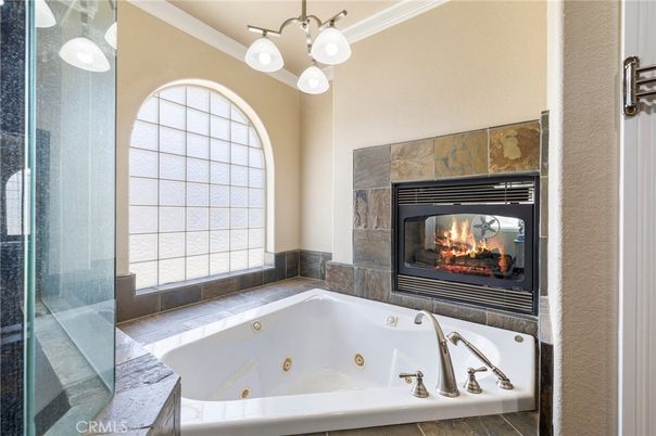 Bathroom, Fireplace, Interior, Pendant Lights