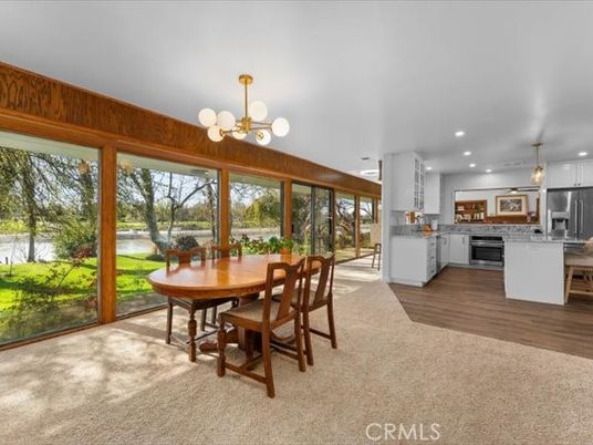 Chandelier, Dining room, Interior, Kitchen, Pendant Lights, Recessed Lighting, Wood Texture Flooring