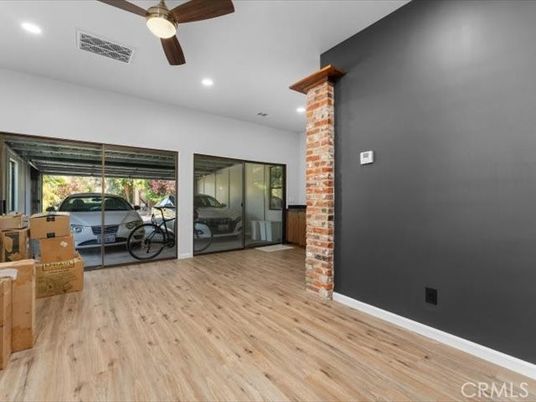 Fireplace, Interior, Recessed Lighting, Wood Texture Flooring