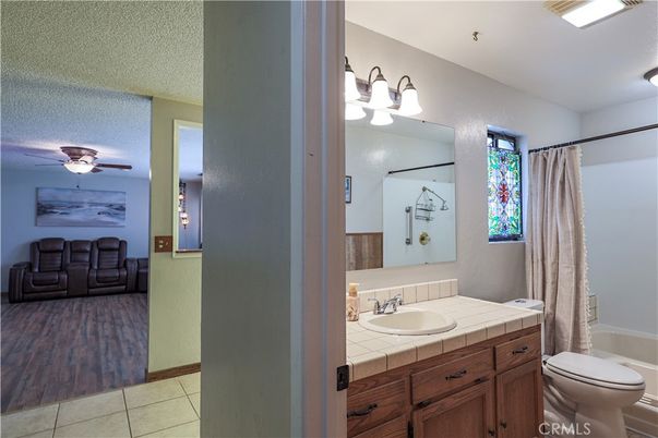 Bathroom, Interior, Tile Countertops, Wood Texture Flooring