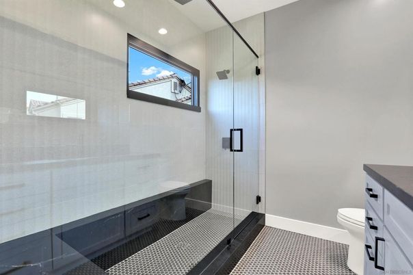 Bathroom, Glass Shower, Interior, Recessed Lighting