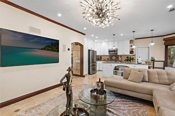 Dining room, Interior, Kitchen, Living room, Pendant Lights, Recessed Lighting, Stainless Steel Appliances