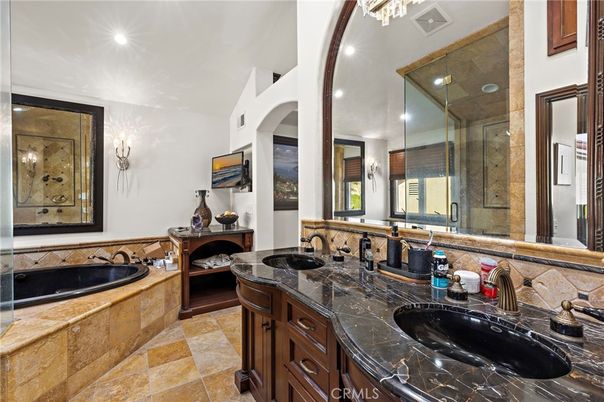 Bathroom, Dual Sink Vanities, Glass Shower, Interior, Recessed Lighting