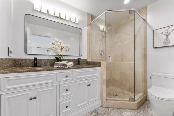 Bathroom, Glass Shower, Interior, Recessed Lighting