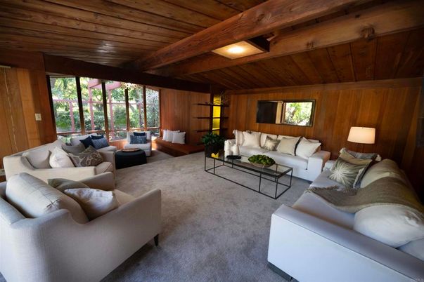 Interior, Living room, Recessed Lighting, Wooden Beams, Wooden Ceilings, Wood Texture Flooring, Wooden Walls