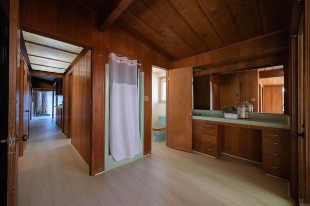 Bathroom, Interior, Wooden Beams, Wooden Ceilings, Wood Texture Flooring, Wooden Walls