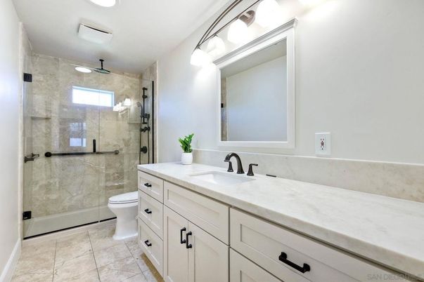 Bathroom, Glass Shower, Interior, Recessed Lighting