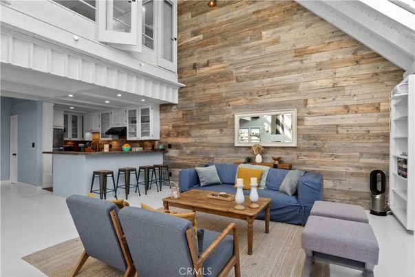 Interior, Kitchen, Living room, Recessed Lighting, Wooden Walls