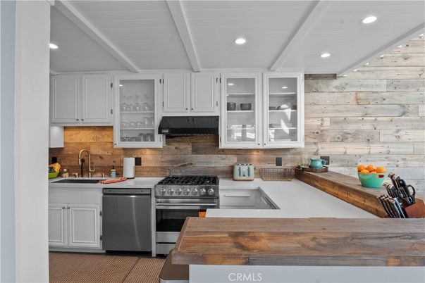Interior, Kitchen, Recessed Lighting, Stainless Steel Appliances, Wooden Walls