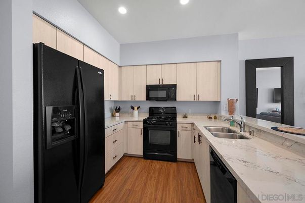 Interior, Kitchen, Recessed Lighting, Wood Texture Flooring
