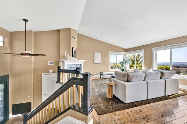 Fireplace, Interior, Living room, Pendant Lights, Wood Texture Flooring